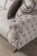 Canapea extensibilă 4 locuri HAVANA 265 cm, catifea țesătură aspect piele, Tipul picioarelor:Metal  , detaliu