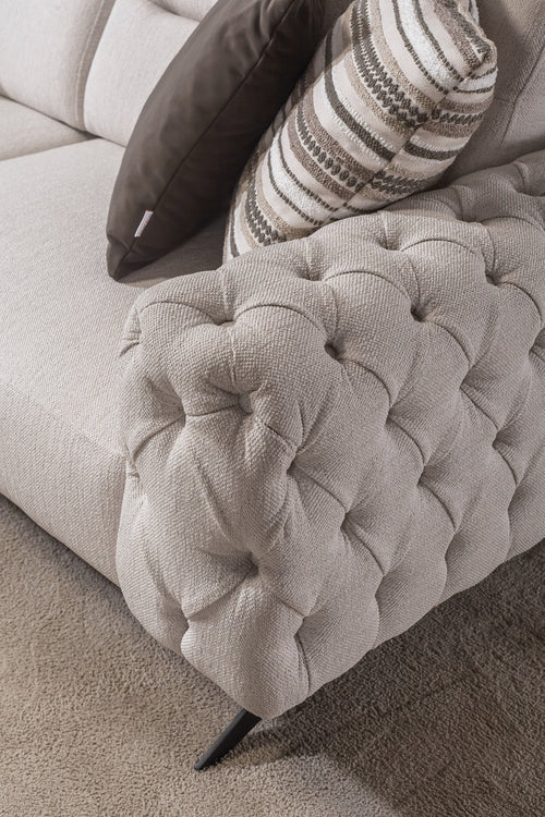 Canapea extensibilă 4 locuri HAVANA 265 cm, catifea țesătură aspect piele, Tipul picioarelor:Metal  , detaliu