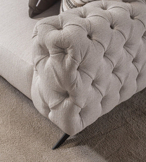 Canapea extensibilă 4 locuri HAVANA 265 cm, catifea țesătură aspect piele, Tipul picioarelor:Metal , detaliu