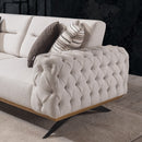 Canapea extensibilă 4 locuri HAVANA 265 cm, catifea țesătură aspect piele, Tipul picioarelor:Metal  , detaliu