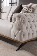 Canapea extensibilă 4 locuri HAVANA 265 cm, catifea țesătură aspect piele, Tipul picioarelor:Metal  , detaliu