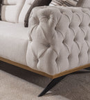 Canapea extensibilă 4 locuri HAVANA 265 cm, catifea țesătură aspect piele, Tipul picioarelor:Metal , detaliu