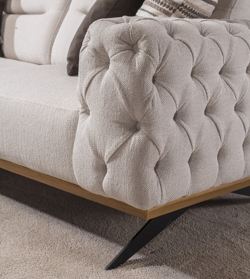 Canapea extensibilă 4 locuri HAVANA 265 cm, catifea țesătură aspect piele, Tipul picioarelor:Metal , detaliu