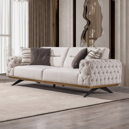 Canapea extensibilă 4 locuri HAVANA 265 cm, catifea țesătură aspect piele, Tipul picioarelor:Metal