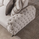 Canapea extensibilă 4 locuri HAVANA 265 cm, catifea țesătură aspect piele, Tipul picioarelor:Metal  , detaliu