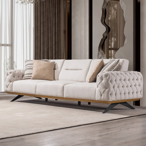 Canapea extensibilă 4 locuri HAVANA 265 cm, catifea țesătură aspect piele, Tipul picioarelor:Metal