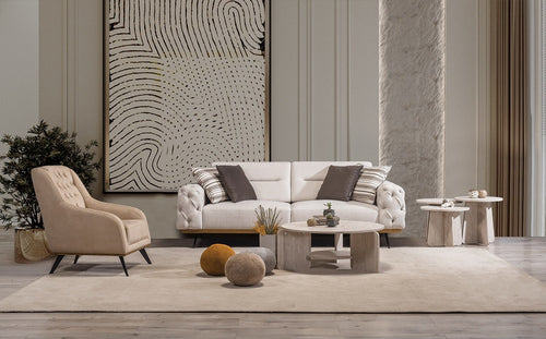 Canapea extensibilă 4 locuri HAVANA 265 cm, catifea țesătură aspect piele, Tipul picioarelor:Metal , extensibila detaliu 1 fotoliu 2 canapele