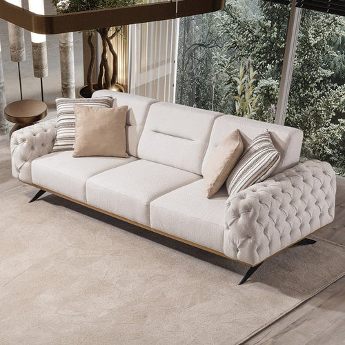 Canapea extensibilă 4 locuri HAVANA 265 cm, catifea țesătură aspect piele, Tipul picioarelor:Metal