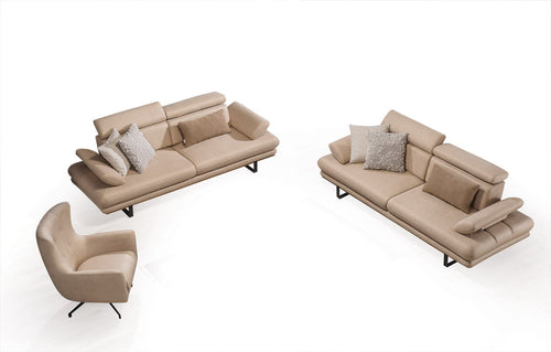 Canapea extensibilă TERRA, Țesătură cu aspect de piele, Tipul picioarelor: Metal ,  2 canapele 1 fotoliu