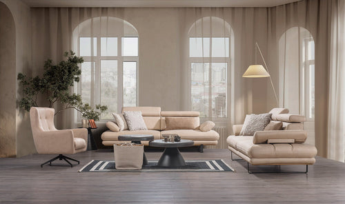 Fotoliu TERRA 77 cm, Țesătură cu aspect de piele, Tipul picioarelor: Metal ,   2 canapele 1 fotoliu