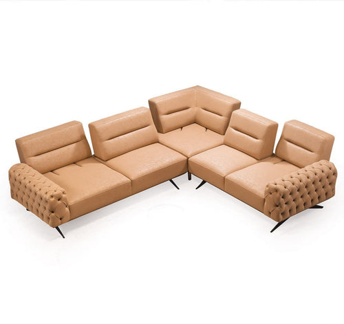 Colțar Extensibil 3+2 locuri HAVANA 300 x 260 cm, catifea țesătură aspect piele, Tipul picioarelor:Metal