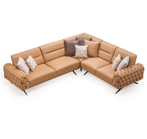 Colțar Extensibil 3+2 locuri HAVANA 300 x 260 cm, catifea țesătură aspect piele, Tipul picioarelor:Metal