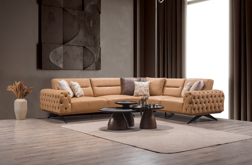 Colțar Extensibil 3+2 locuri HAVANA 300 x 260 cm, catifea țesătură aspect piele, Tipul picioarelor:Metal