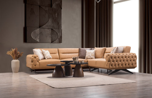 Colțar Extensibil 3+2 locuri HAVANA 300 x 260 cm, catifea țesătură aspect piele, Tipul picioarelor:Metal