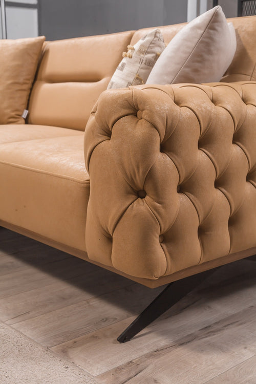 Colțar Extensibil 3+2 locuri HAVANA 300 x 260 cm, catifea țesătură aspect piele, Tipul picioarelor:Metal , detalie