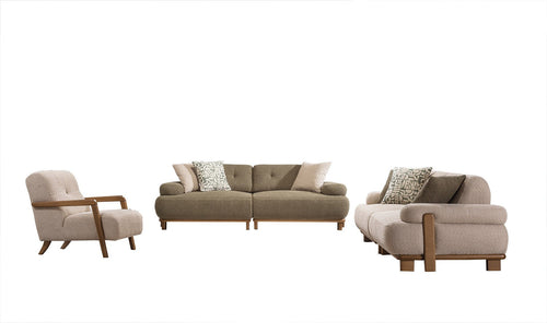 Fotoliu PANDA din textură modernă bouclepicioarelor lemn  setul cu canapea