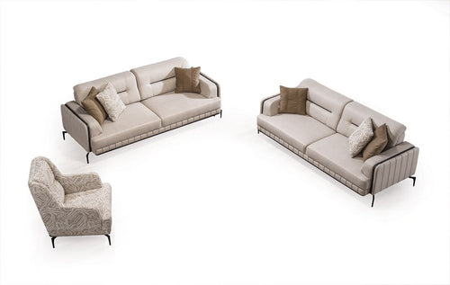 Canapea extensibilă 3 locuri PIANIST 227 cm, material:  țesătură , picioarelor;Metal, setul 2 canapele 1 fotoliu