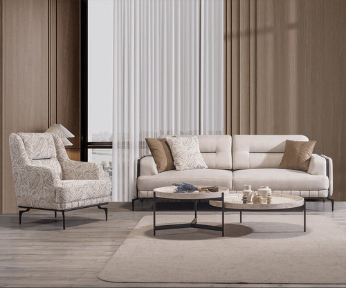 Canapea extensibilă 3 locuri PIANIST 227 cm, material:  țesătură , picioarelor;Metal, setul 1 canapea 1 fotoliu