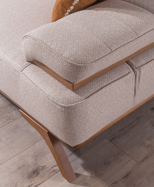 Canapea extensibilă 3 locuri AVIVA lemn picioare  textura Catifea   detalie din drepta