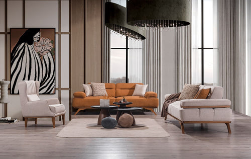 Fotoliu AVIVA fotoliu material Țesătură   , picioarelor: Lemn, 2 canapele 1 fotoliu