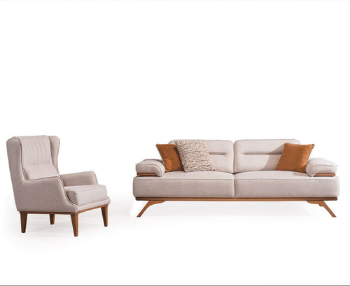 Fotoliu AVIVA fotoliu material Țesătură   , picioarelor: Lemn, 1 canapea 1 fotoliu