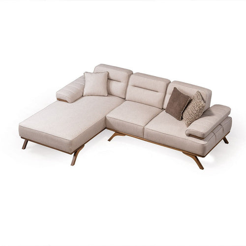 Colțar Extensibil 3+1 locuri cu șezlong AVIVA 265 x 190 cm, material: Catifea exclusivă, picioarelor: Lemn, detalie