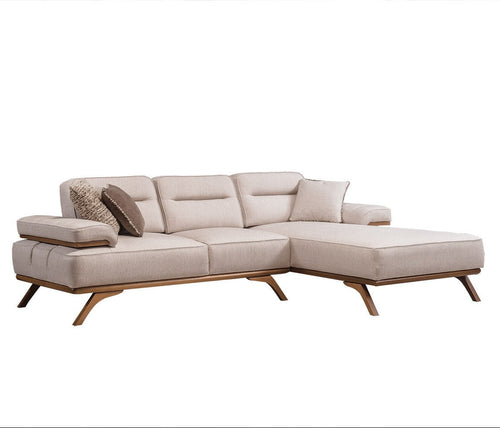 Colțar Extensibil 3+1 locuri cu șezlong AVIVA 265 x 190 cm, material: Catifea exclusivă, picioarelor: Lemn