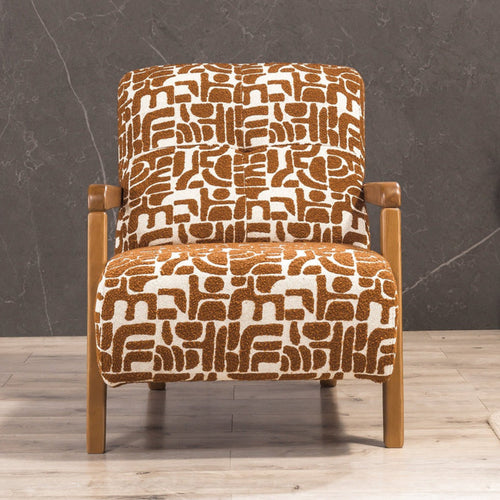 Fotoliu PANDA din textură modernă bouclepicioarelor lemn  cu desenat