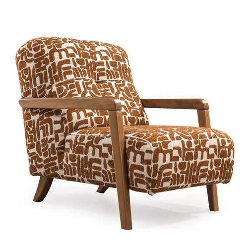 Fotoliu PANDA din textură modernă bouclepicioarelor lemn  cu desenat