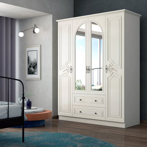 Dulap JESSICA cu oglindă 4 uși 2 sertare 140 x 182 cm