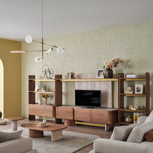 Bibliotecă ASTRA 2 rafturi 2 sertare 128 x 175 cm - Maroom