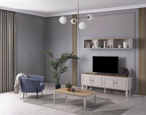 Set Comodă TV BRENNA 1 raft 5 uși 200 cm - Maroom