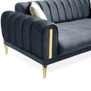 Canapea extensibilă 3 locuri EMERALD NW 215 cm, material:Catifea, picioarelor: auriu,  detalie