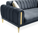 Canapea extensibilă 3 locuri EMERALD NW 215 cm, material:Catifea, picioarelor: auriu,  detalie