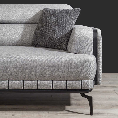 Canapea extensibilă 3 locuri PIANIST 227 cm, material:  țesătură, picioarelor;Metal, detalie din dreapta