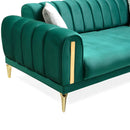 Canapea extensibilă 3 locuri EMERALD NW 215 cm, material:Catifea, picioarelor: auriu,  detalie