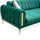 Canapea extensibilă 3 locuri EMERALD NW 215 cm, material:Catifea, picioarelor: Auriu  , detalie