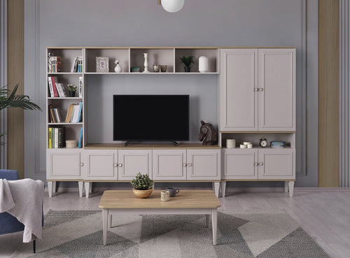 Set Comodă TV BRENNA 1 raft 5 uși 200 cm - Maroom