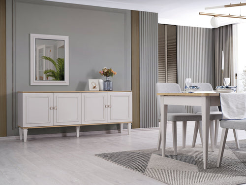 Comodă cu oglindă BRENNA 4 uși 200 x 81 cm - Maroom