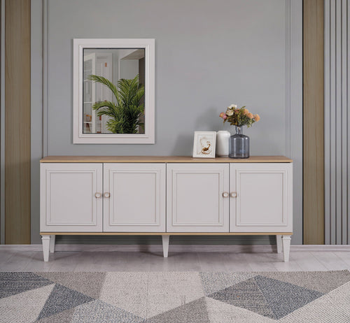 Comodă cu oglindă BRENNA 4 uși 200 x 81 cm - Maroom