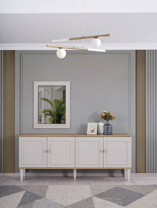 Comodă cu oglindă BRENNA 4 uși 200 x 81 cm - Maroom