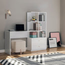 Birou BETTY 5 rafturi 2 sertare 155 x 60 cm - Alb