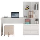 Birou BETTY 5 rafturi 2 sertare 155 x 60 cm - Alb