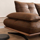 Canapea extensibilă TESLA,  senzația de piele natural, Picioarele : din metal vopsit în câmp electrostatic. , extensibila detalie ,  țesătură maro cu aspect de piele