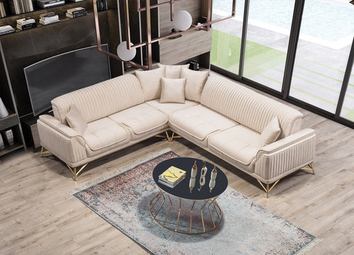 Colțar Extensibil 6 locuri MAGNUM 300 x 260 cm , material: Catifea, picioarelor: metal , din sus