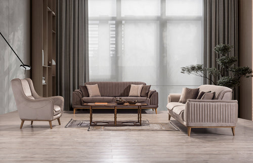 Canapea extensibilă 3 locuri MAGNUM 230 cm, material: Catifea, picioarelor: lemn , 2 canapele 1 fotoliu