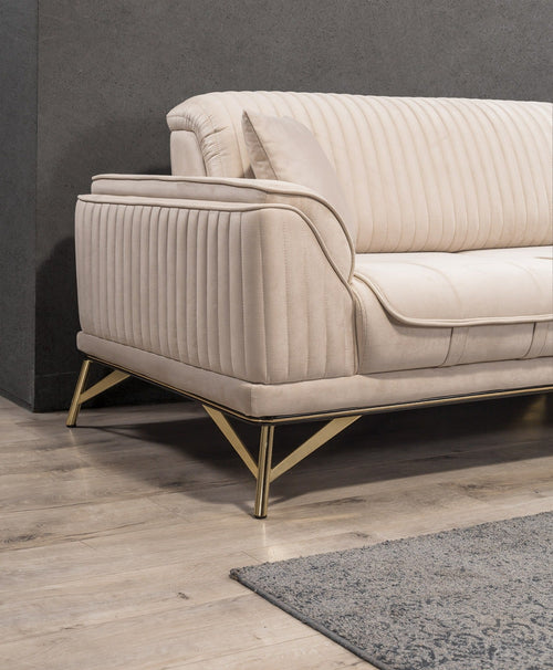 Colțar Extensibil 6 locuri MAGNUM 300 x 260 cm , material: Catifea, picioarelor: metal , detalie din lateral stanga