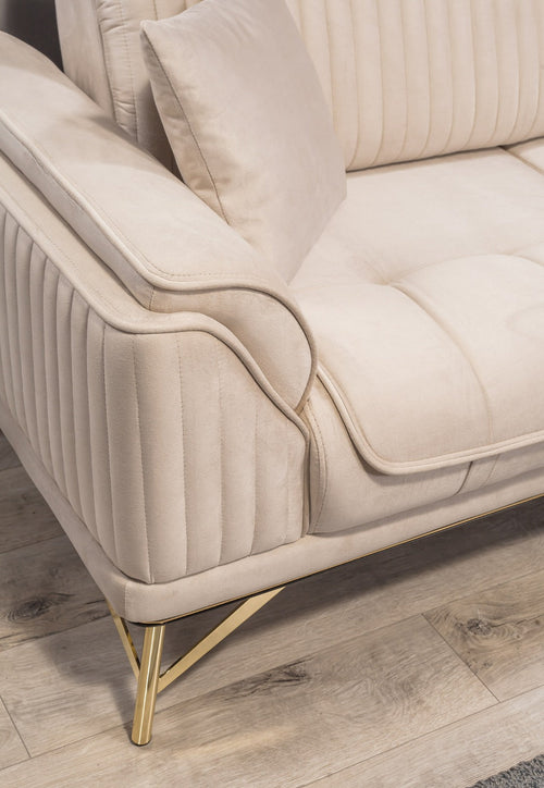 Colțar Extensibil 6 locuri MAGNUM 300 x 260 cm , material: Catifea, picioarelor: metal , detalie din sus