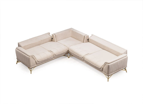 Colțar Extensibil 6 locuri MAGNUM 300 x 260 cm , material: Catifea, picioarelor: metal , detalie extensibila