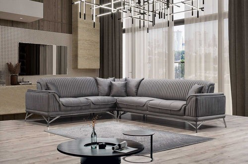 Colțar Extensibil 6 locuri MAGNUM 300 x 260 cm , material: Catifea, picioarelor: metal ,